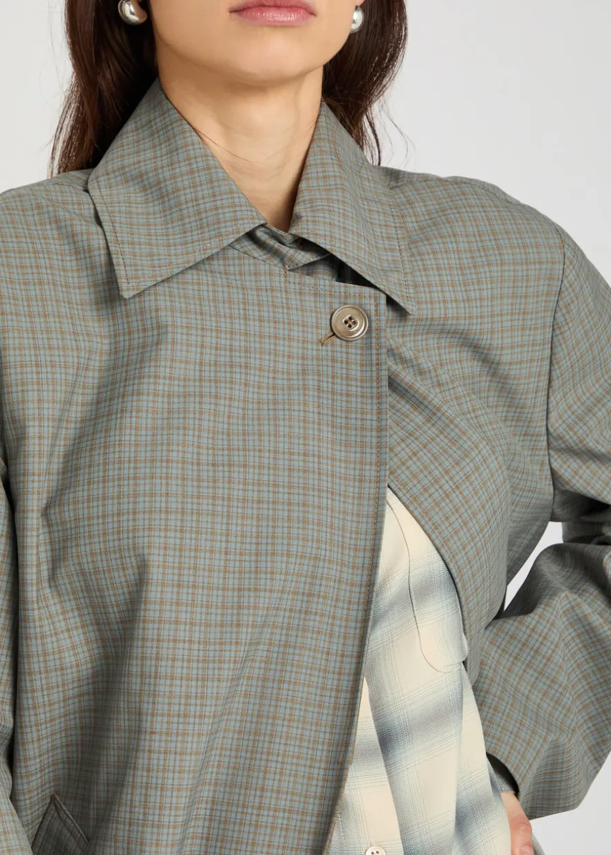 Capital checked woven trench coat