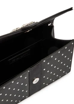 Capri polka dot satin and mesh clutch