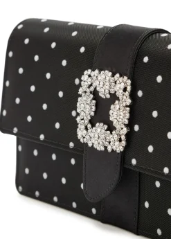Capri polka dot satin and mesh clutch