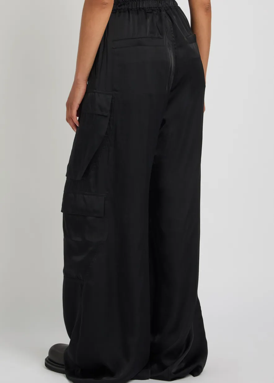 Cargobelas wide-leg satin trousers