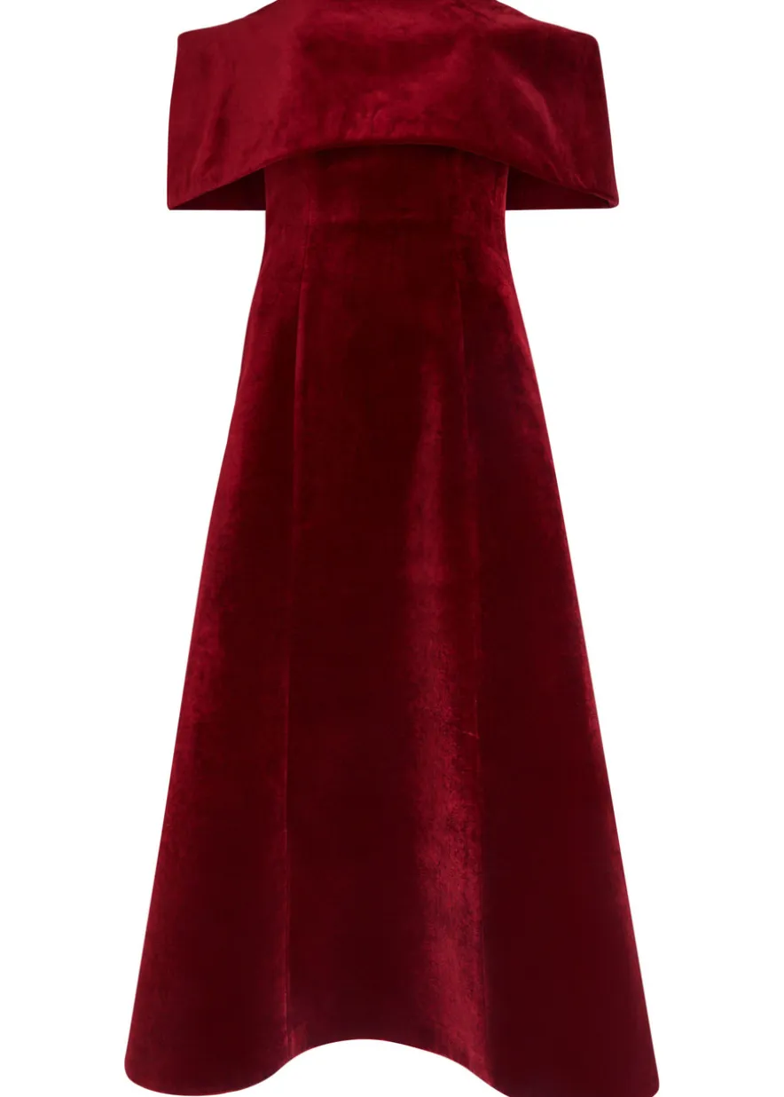 Carita off-the-shoulder velvet midi dress