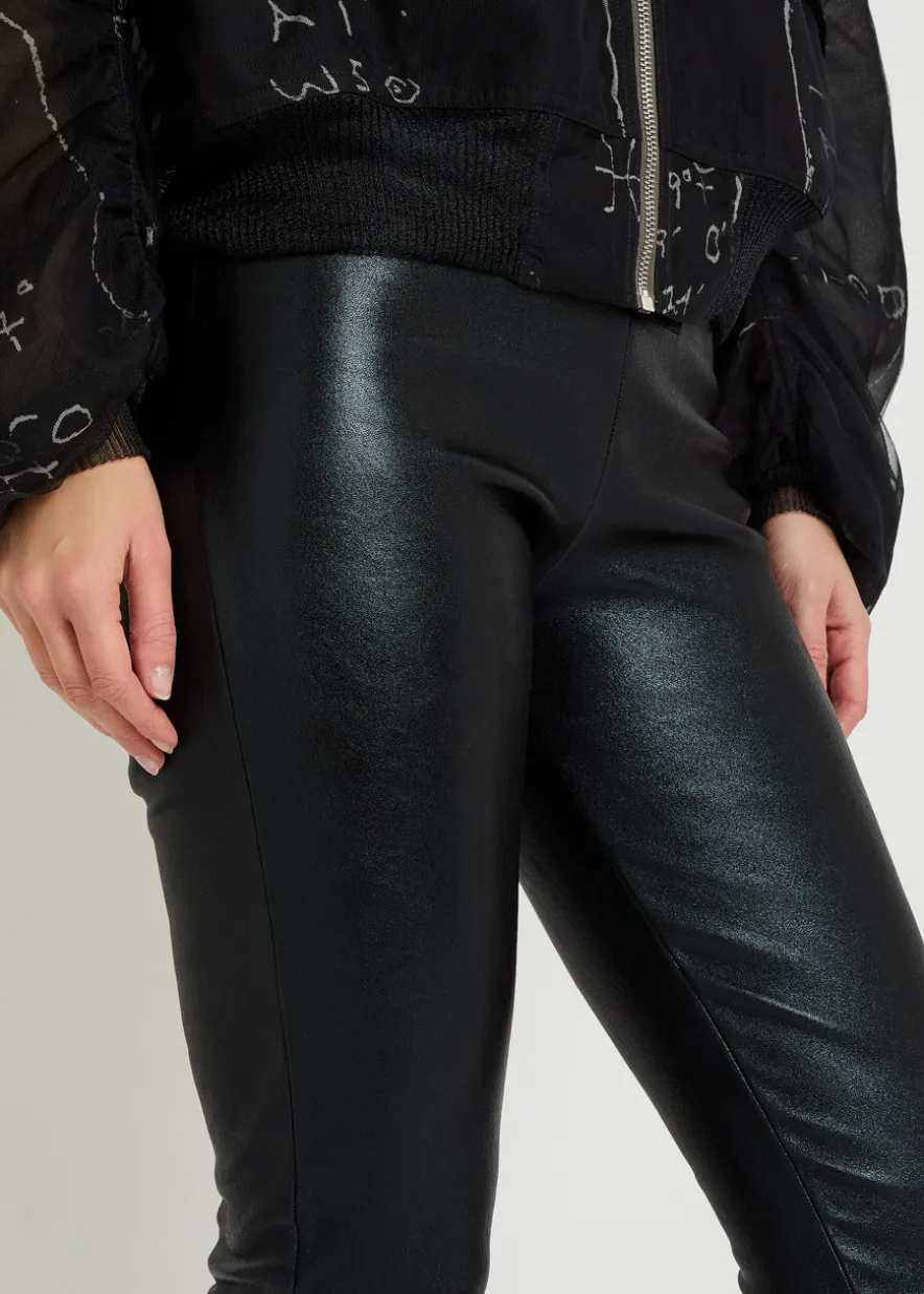 Carmen flared-leg leather-blend trousers