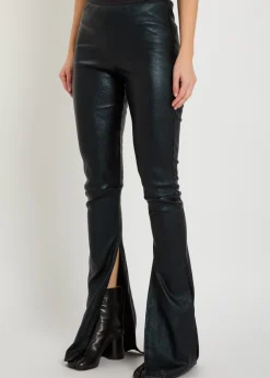Carmen flared-leg leather-blend trousers