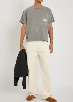 Carpenter paint-splatter canvas cargo trousers