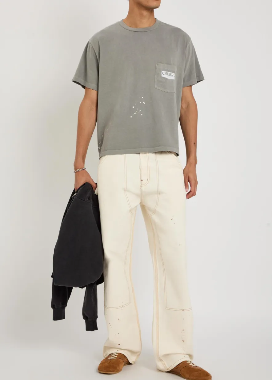Carpenter paint-splatter canvas cargo trousers