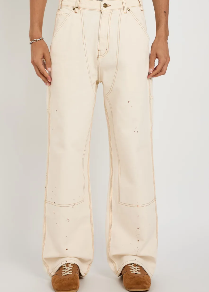 Carpenter paint-splatter canvas cargo trousers