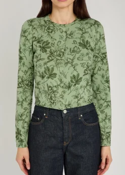 Carson floral cropped cotton-blend cardigan