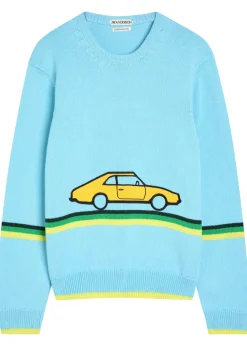 Car striped cotton-knit jumper