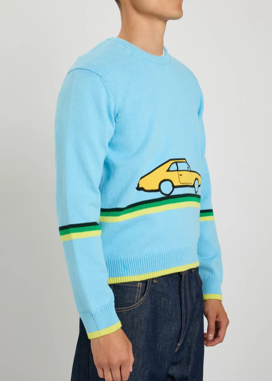 Car striped cotton-knit jumper
