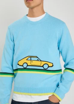 Car striped cotton-knit jumper