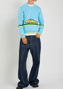 Car striped cotton-knit jumper