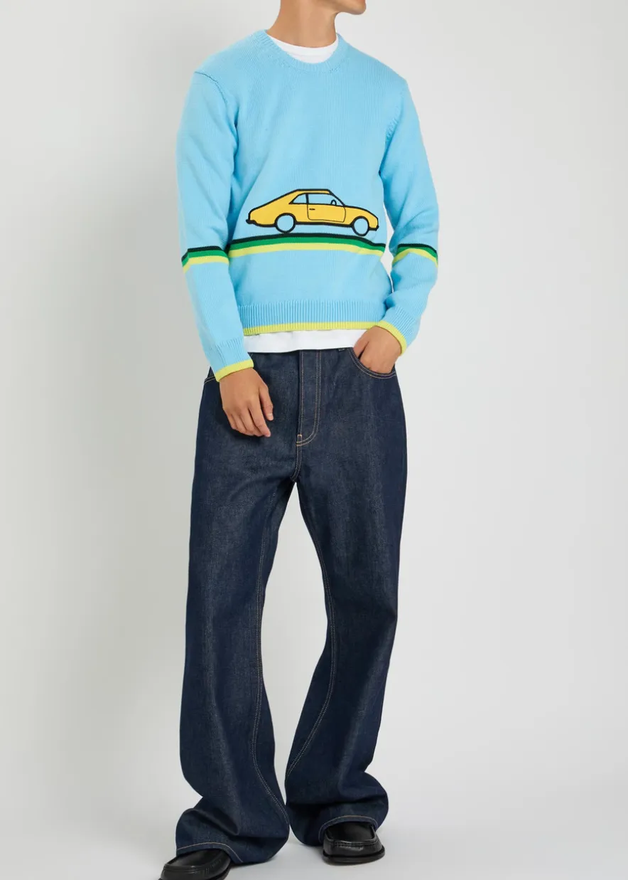 Car striped cotton-knit jumper