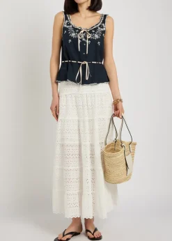 Cassara embroidered cotton top