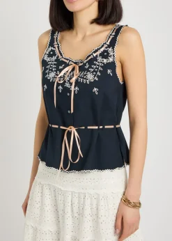 Cassara embroidered cotton top