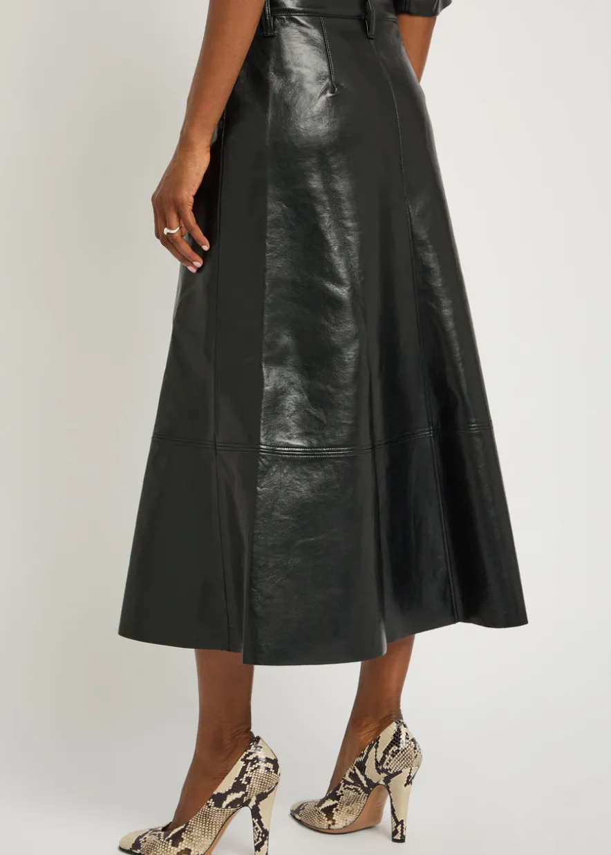 Cassia leather midi skirt