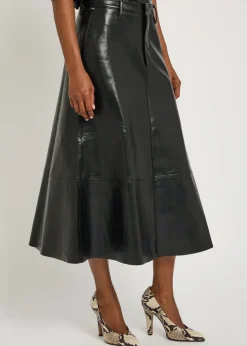 Cassia leather midi skirt