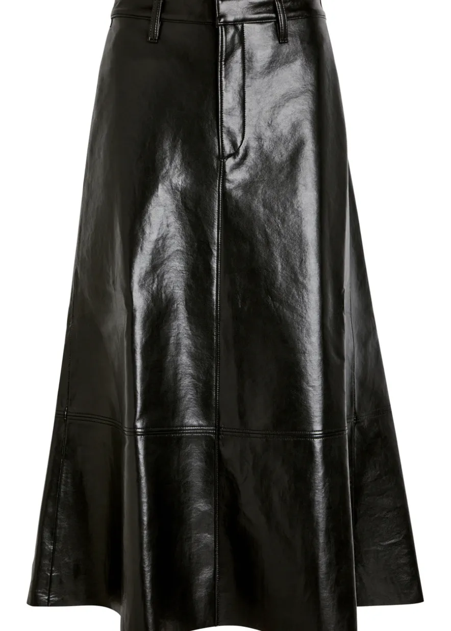 Cassia leather midi skirt