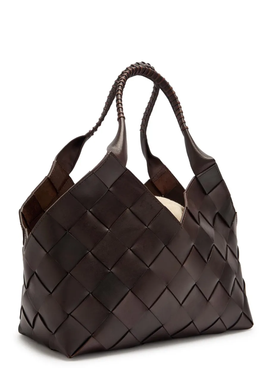 Castello Large woven leather tote bag