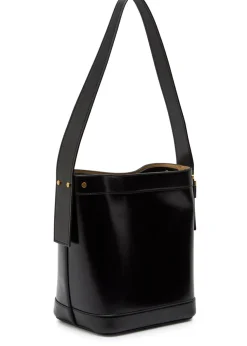 Chain small leather bucket bag