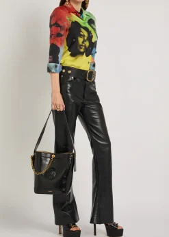 Chain small leather bucket bag