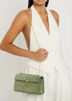 Chain Symmetry suede pochette