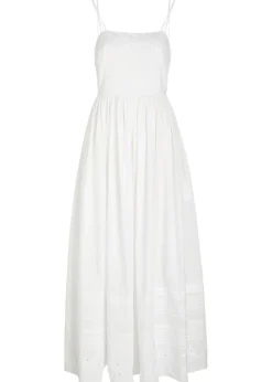 Chamomile pintucked cotton midi dress