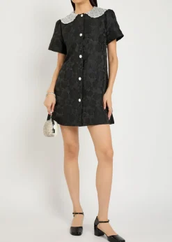 Chandelier floral-jacquard woven mini dress