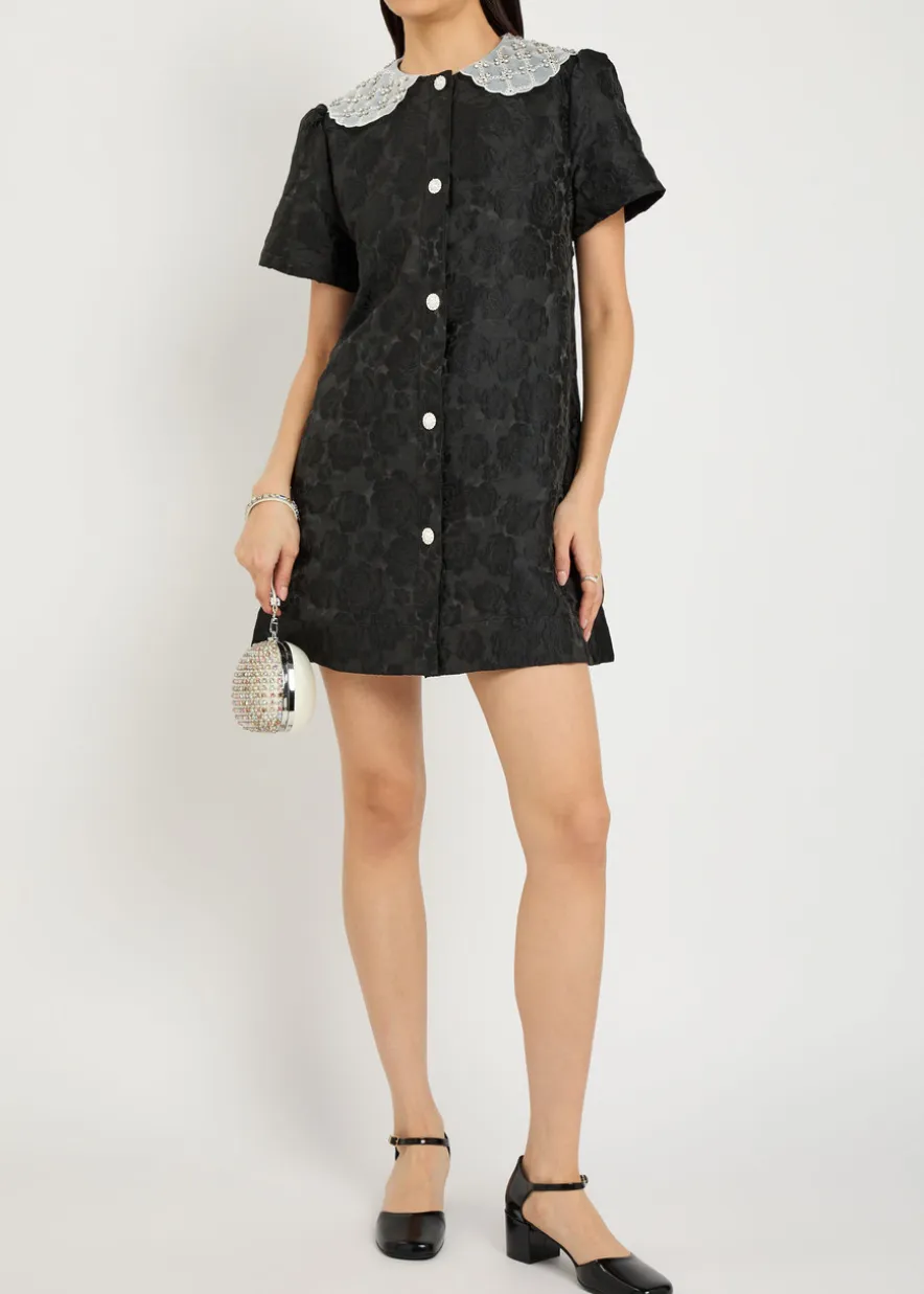 Chandelier floral-jacquard woven mini dress