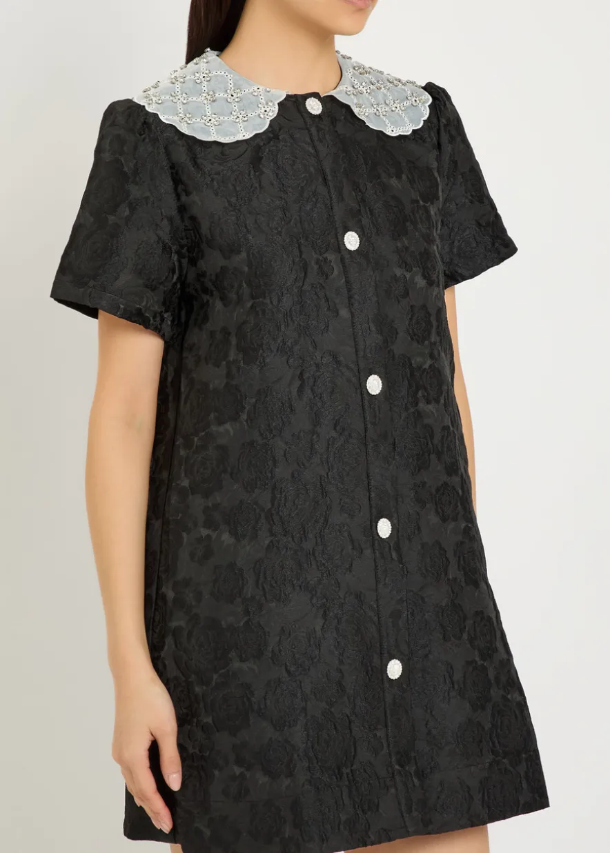 Chandelier floral-jacquard woven mini dress