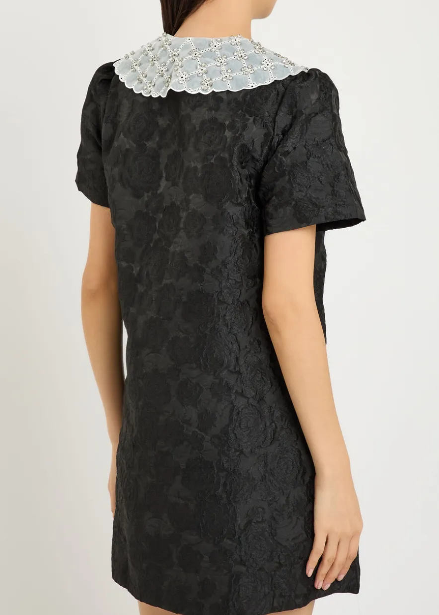Chandelier floral-jacquard woven mini dress