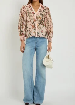 Charis floral-print cotton-blend blouse
