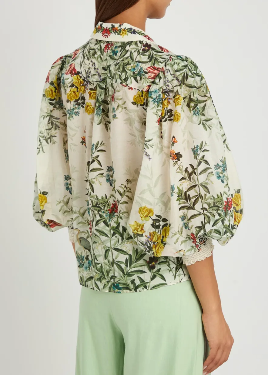 Charis floral-print cotton-blend blouse