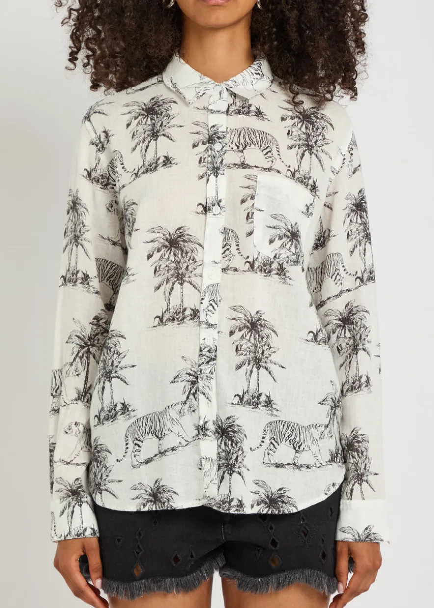 Charlie printed linen-blend shirt