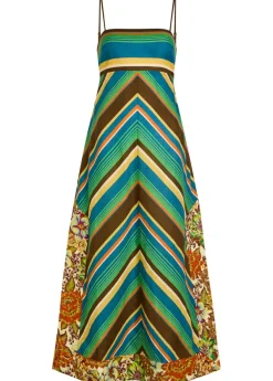 Charlie striped linen midi dress
