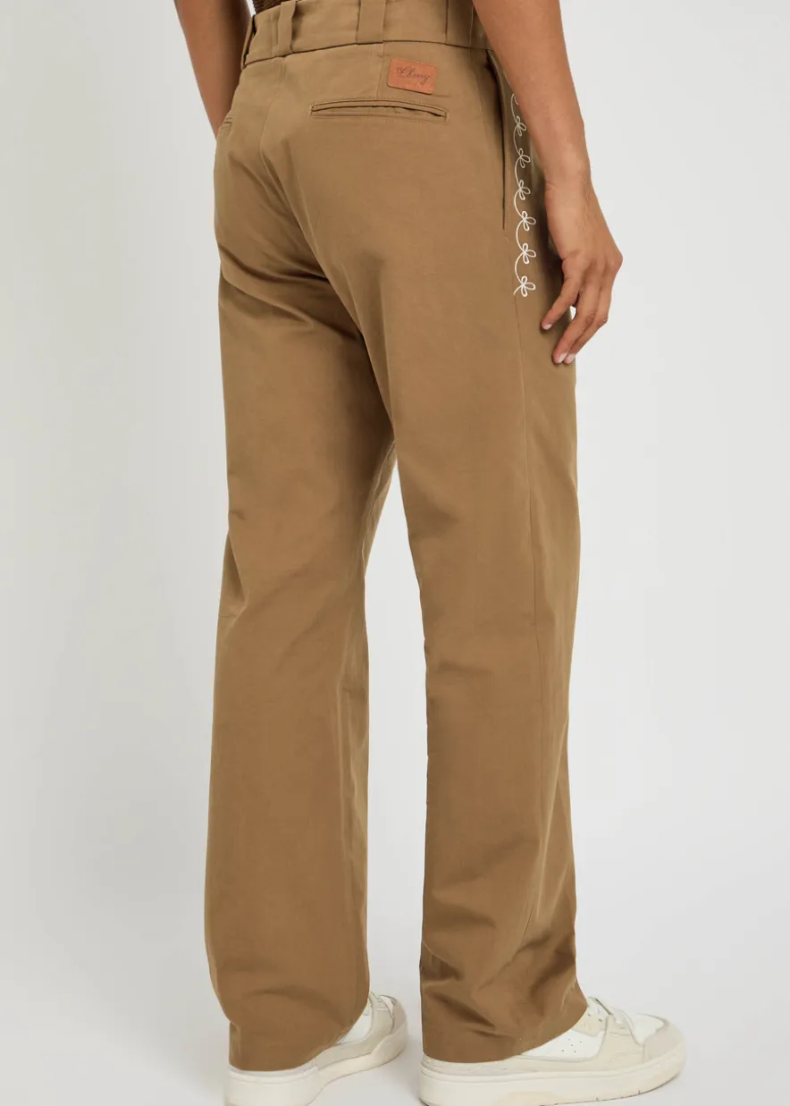 Charro embroidered straight-leg cotton trousers