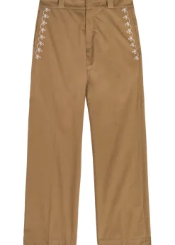 Charro embroidered straight-leg cotton trousers