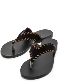 Charys whipstitch suede flip flops