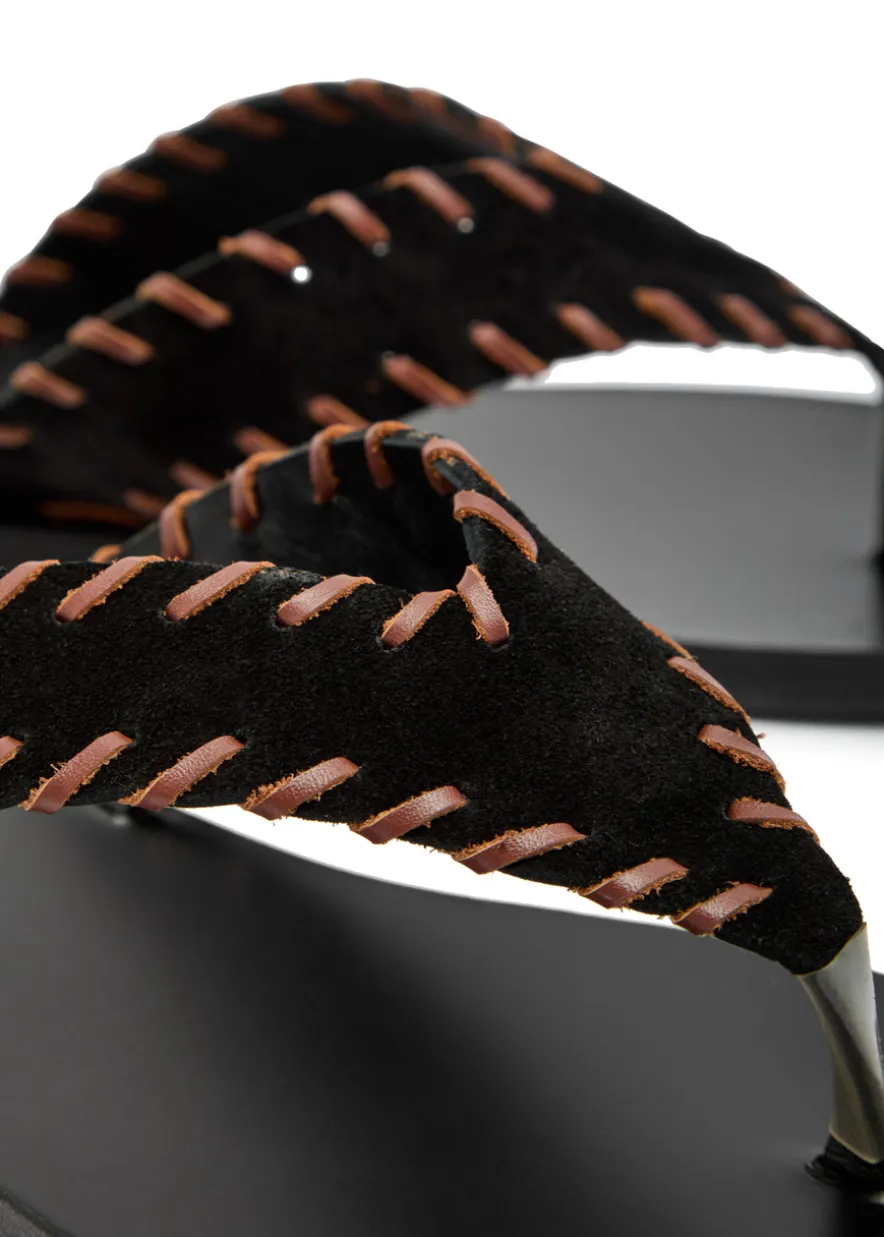 Charys whipstitch suede flip flops
