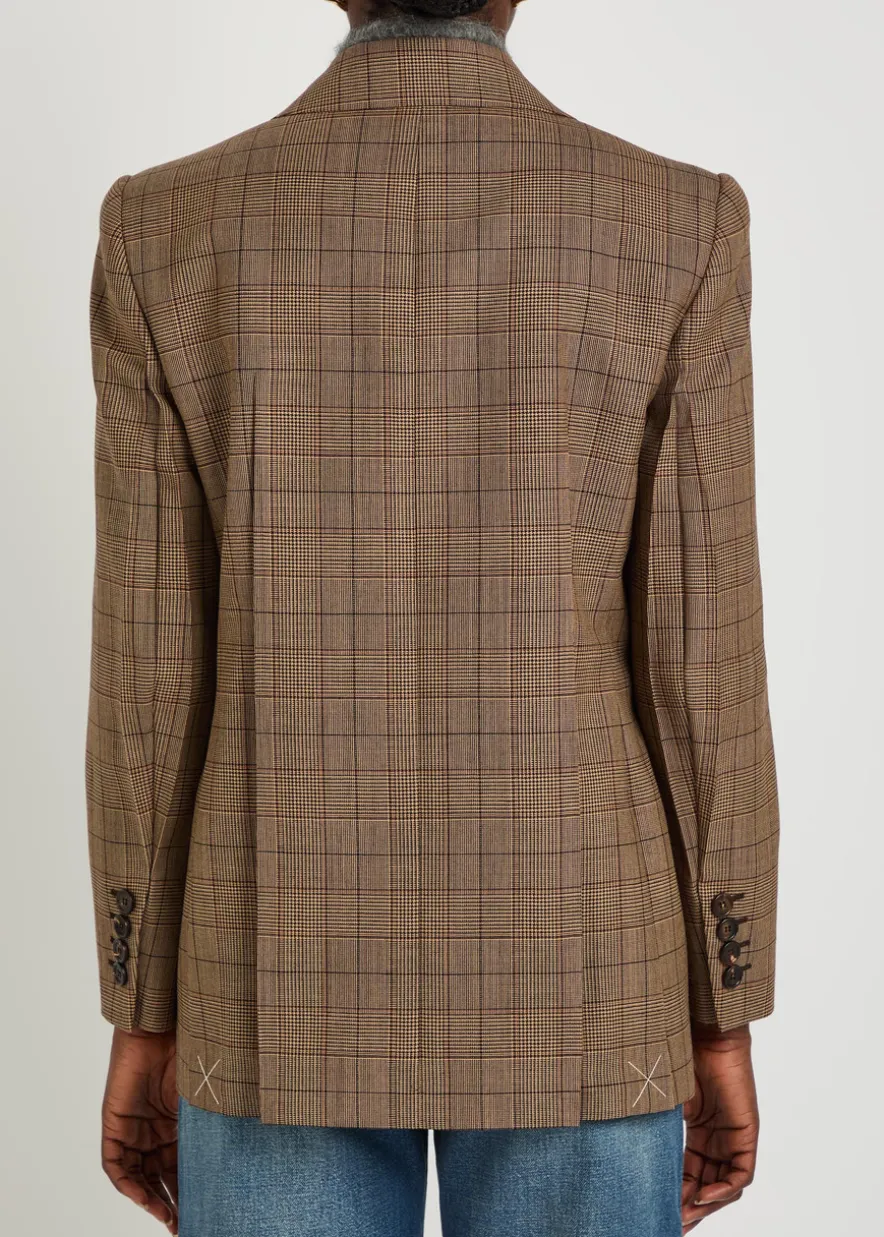 Checked double-breasted wool blazer