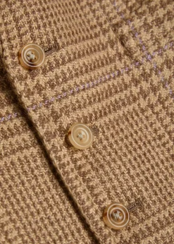 Checked linen-blend waistcoat