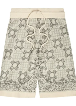 Checked logo-monogram cotton-blend shorts