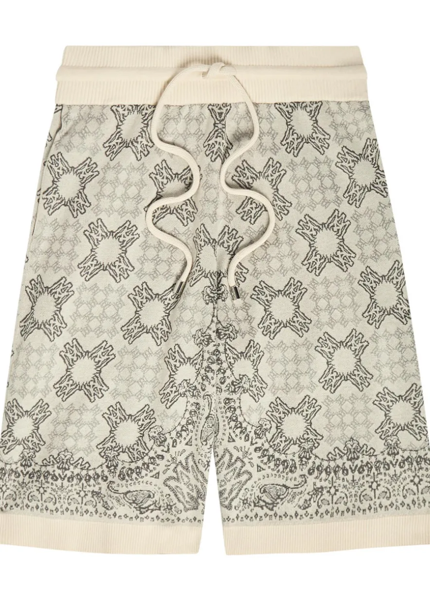 Checked logo-monogram cotton-blend shorts