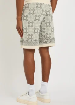 Checked logo-monogram cotton-blend shorts