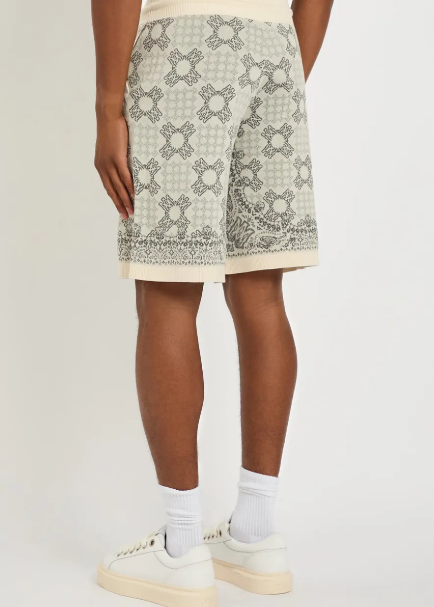 Checked logo-monogram cotton-blend shorts