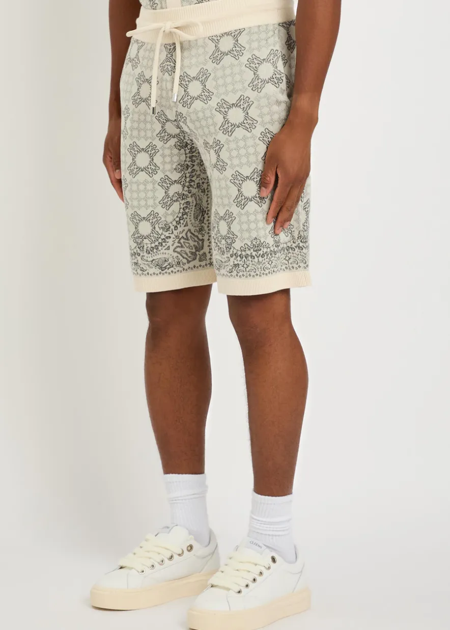 Checked logo-monogram cotton-blend shorts