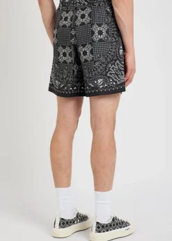 Checked silk shorts