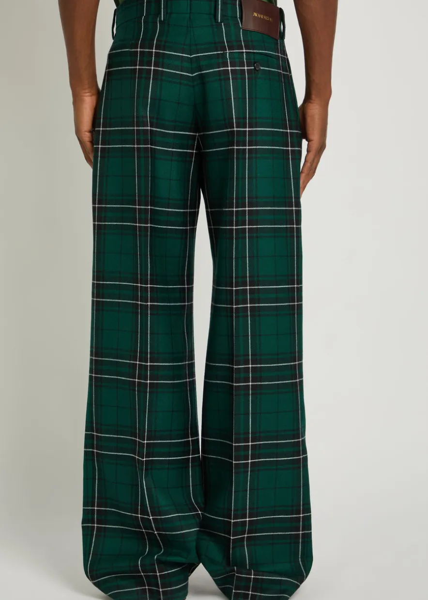 Checked straight-leg trousers
