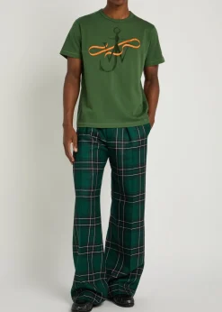 Checked straight-leg trousers