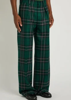 Checked straight-leg trousers