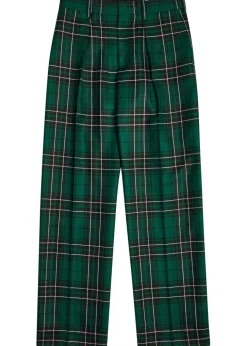 Checked straight-leg trousers